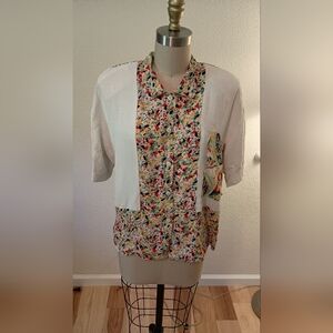 Vintage 80s Geometric Short-Sleeve Blouse